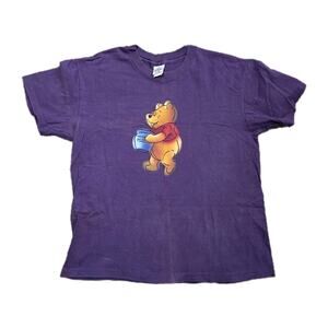 Vintage 90s Disney Winnie the Pooh Single Stitch Tshirt Adult L Purple Honey Y2K